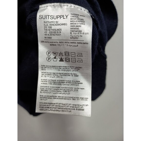 Suitsupply Mens Merino Wool Sweater XL Black Old Money Preppy V-Neck Pullover - Picture 5 of 7
